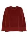 Rrd - Roberto Ricci Design Velvet Vent Round Wom Knit In Burgundy