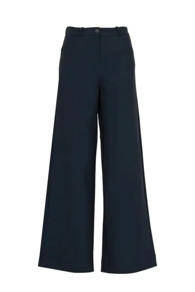 Rrd Black Cotton-blend Wide-leg Pants In Blue