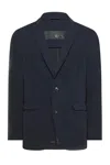 Rrd Midnight Blue Stretch Polyester Blazer In Blue