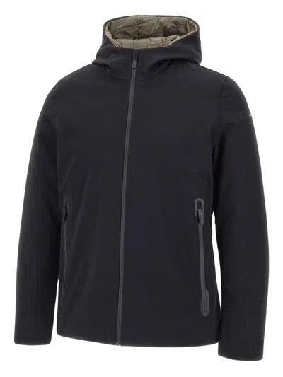 RRD BOXY BLACK JACKET WITH HOOD AND CONTRASTING INNER LINING