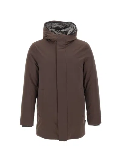 Rrd Clark Hooded Jacket In Brown
