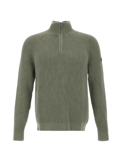 Rrd Cotton 7 Techno Wash Half-zip Rib-knit Sweater In Green