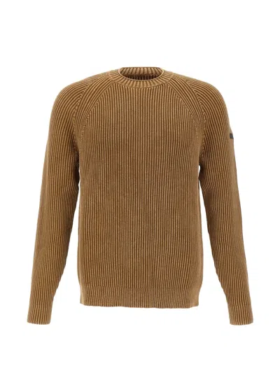 Rrd Cotton 7 Techno Wash Ribbed-knit Cotton Sweater In Brown