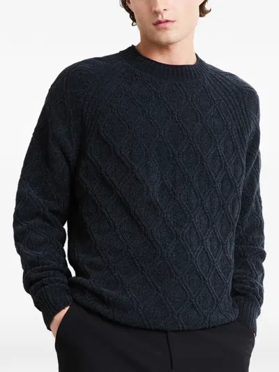 Rrd Diamond-knit Raglan-sleeve Sweater In Blue