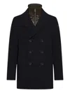 Rrd Thermo Peacoat Jacket With High Collar And Buttoned Closure In Black