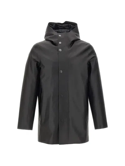 Rrd Double Rubber Floating Hooded Press-stud Coat In Black