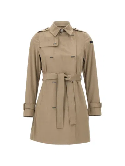 Rrd Double-breasted Belted Trench Coat In Brown
