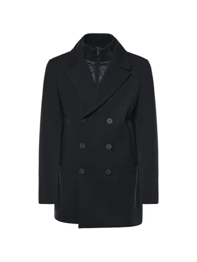 Rrd Double-breasted Layered Coat In Black