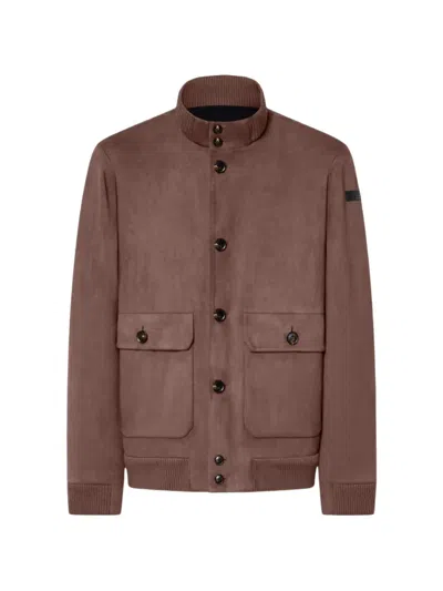 Rrd Faux-suede High-neck Jacket In Brown