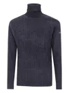 Rrd Fitted Black Sweater With High Turtleneck In Blue
