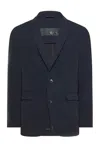 Rrd Midnight Blue Stretch Polyester Blazer In Blue