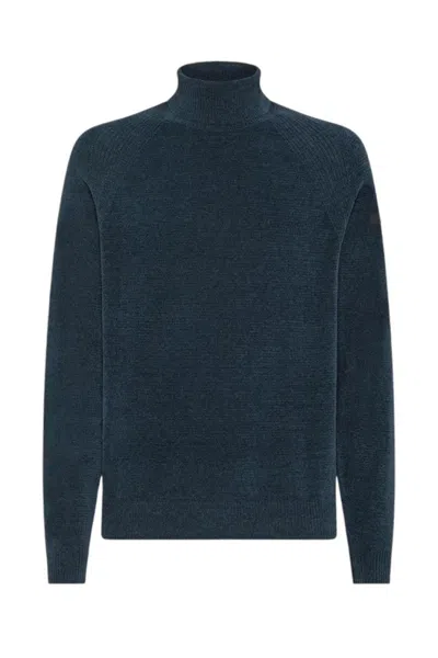 Rrd High Neck Blue Knitwear With Long Sleeves In Black