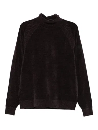Rrd High-neck Panelled Sweater In Brown