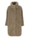 Rrd High-neck Panelled Textured Coat In Brown