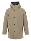 Rrd Hooded Button-fastening Coat In Neutral