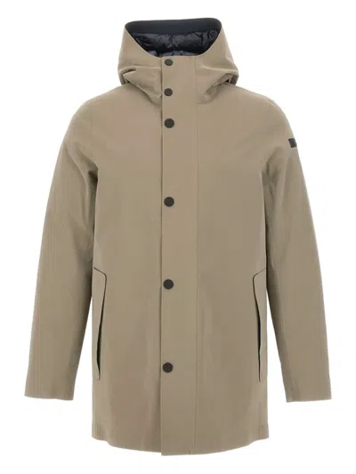 Rrd Hooded Button-fastening Coat In Neutral