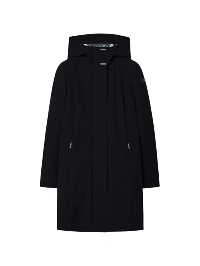 Rrd Hooded Concealed-fastening Coat In Black