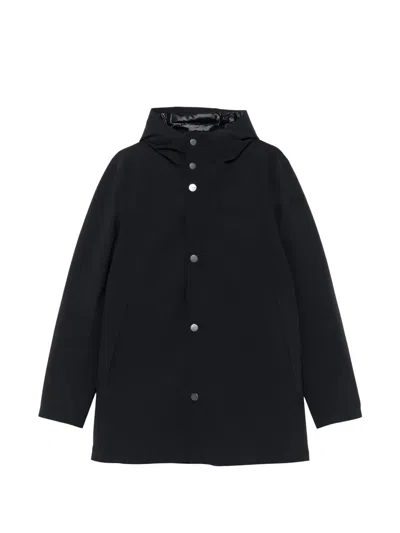 Rrd Hooded Press-stud Coat In Black