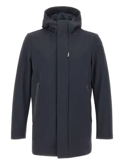 Rrd Hooded Zip-front Parka In Blue
