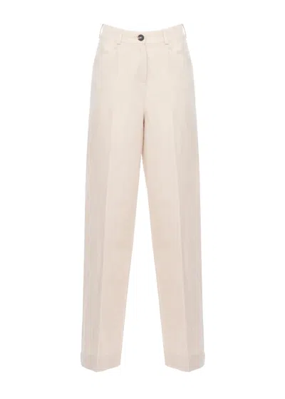 Rrd Ivory Lynco Livia Viscose-linen Wide-leg Pants In Transparent