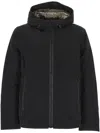 Rrd Essential Black Jacket With Adjustable Hood In Animal Print