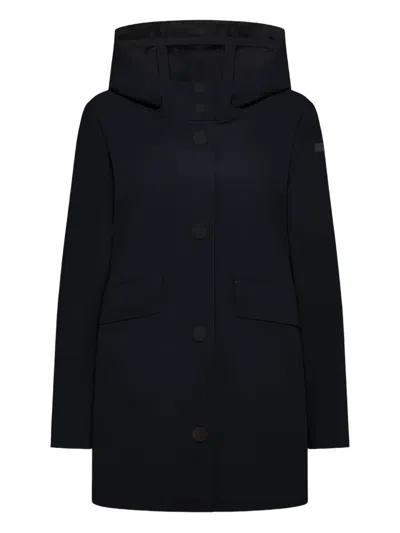 Rrd Logo-appliqué Hooded Coat In Blue