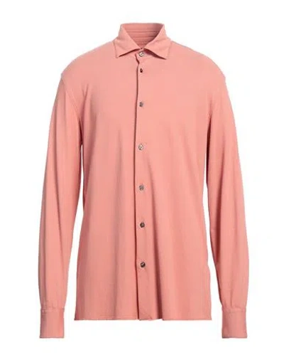 Rrd Man Shirt Salmon Pink Size 44 Cotton, Polyamide, Elastane