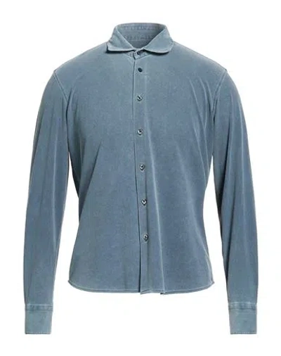 Rrd Man Shirt Slate Blue Size 44 Polyamide, Elastane In Animal Print