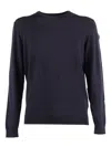 Rrd Round Knit Sweater With Contrasting Hem Detail In Blu