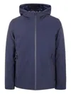 Rrd Minimalist Deep Blue Hooded Jacket With Zippered Pockets In Blue
