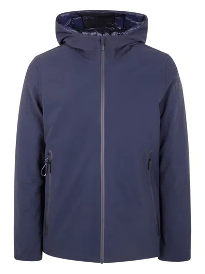 RRD MINIMALIST DEEP BLUE HOODED JACKET WITH ZIPPERED POCKETS