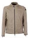 Rrd Suede-effect Stretch Technical Biker Jacket In Brown