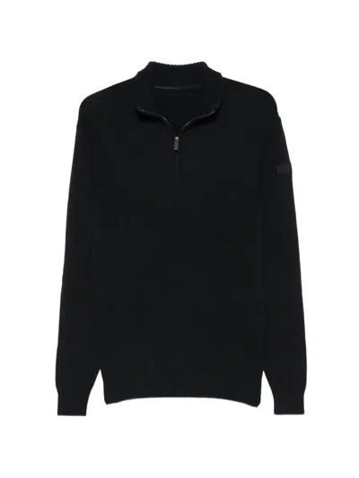 Rrd Quarter-zip Ribbed-trim Sweater In Black