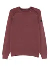 Rrd Bordeaux Crew Neck Sweater With Ribbed Detailing In Red