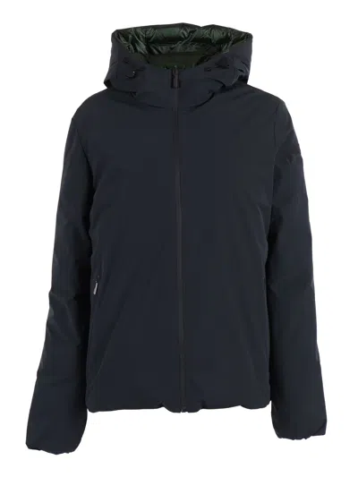 Rrd Reversible Matte Black And Quilted Dark Green  Jacket In Transparent