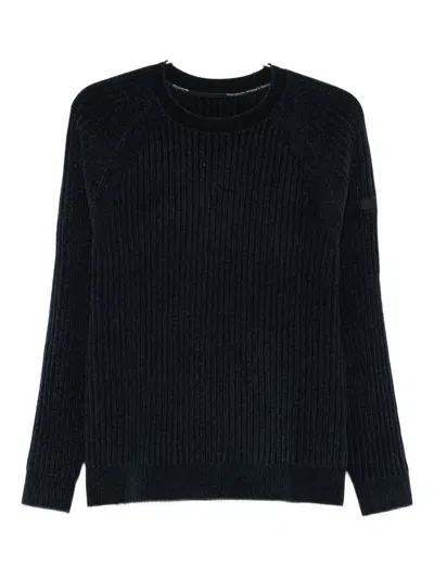 Rrd Ribbed Knit Sweater With Classic Crew Neckline In Black