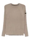 Rrd Ribbed Knit Brown Sweater With Crew Neckline In Nude
