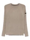 Rrd Ribbed Knit Brown Sweater With Crew Neckline In Neutral