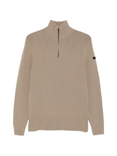 Rrd Ribbed-knit Quarter-zip Sweater In Brown