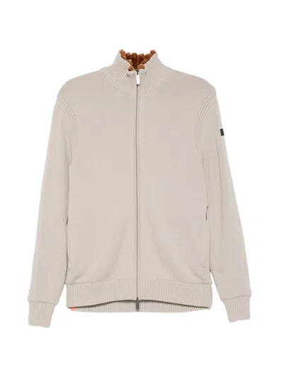 Rrd Ribbed-knit Zip-up Cardigan In Neutral