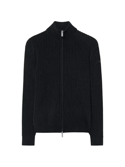 Rrd Ribbed-knit Zip-up Sweater In Black