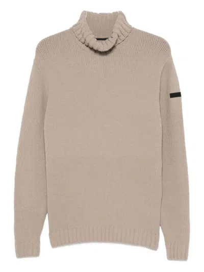 RRD RICH BROWN KNIT SWEATER WITH RIBBED DETAILS