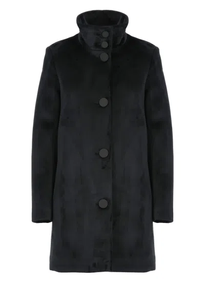 Rrd - Roberto Ricci Design Velvet Neo Wom Coat In Black