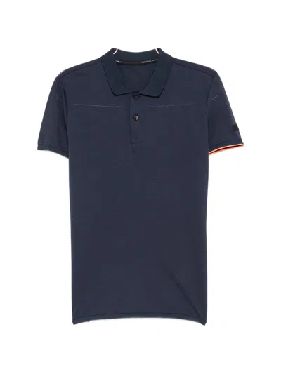 Rrd Roberto Ricci Designs Polo Blu A Maniche Corte Con Patch Logo Sul Petto  In Black