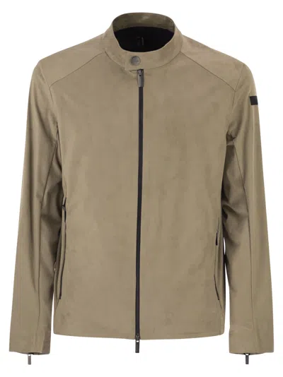 Rrd Roberto Ricci Designs Suede-effect Stretch Technical Biker Jacket In Brown