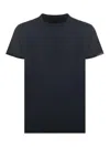 Rrd Roberto Ricci Designs T-shirt In Black With Contrasting Trim Crew Neck In Blue