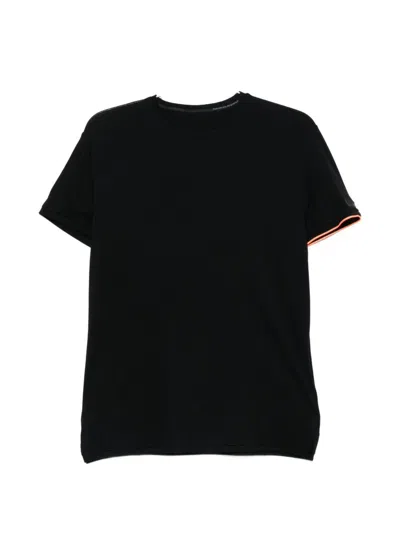Rrd Roberto Ricci Designs T-shirt In Cotone Verde Con Bordo A Contrasto Arancione  In Black