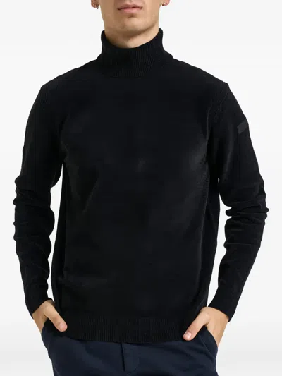 Rrd Roll-neck Chenille-texture Sweater In Black