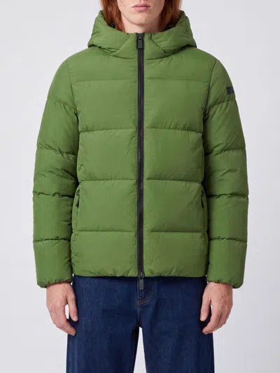 Rrd Short Quilted Windproof Polyester Down Jacket With Hood In Green