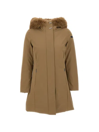 Rrd Surflex Faux-fur Trim Parka In Brown